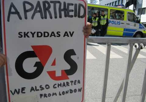 Manifestation OCH Blockad mot G4S i Stockholm